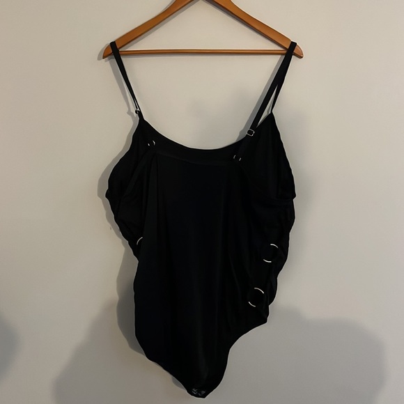 Black Ribbed Bathing Suit with Gild Grommet Detail - Picture 5 of 8